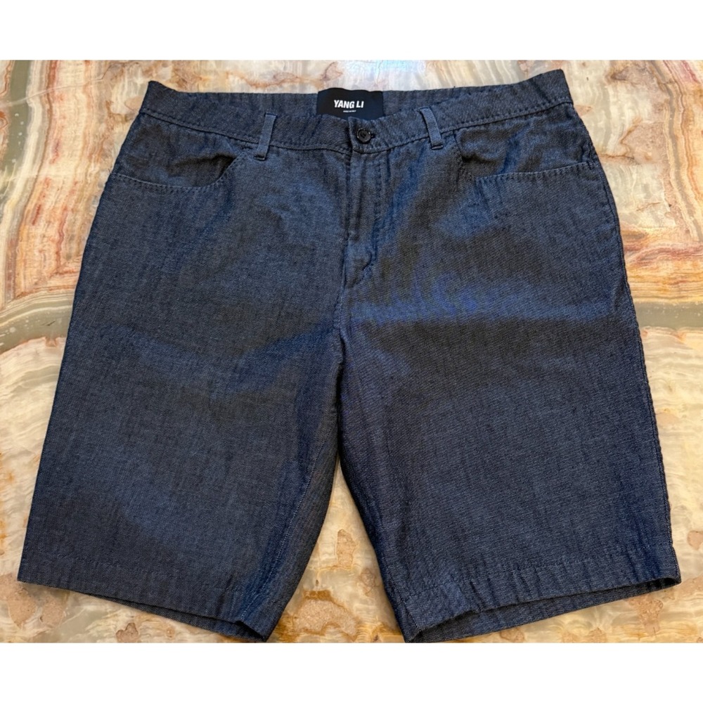 Yang Li Men's Handmade Virgin Wool Shorts Navy Blue Designer‎ Size 50
